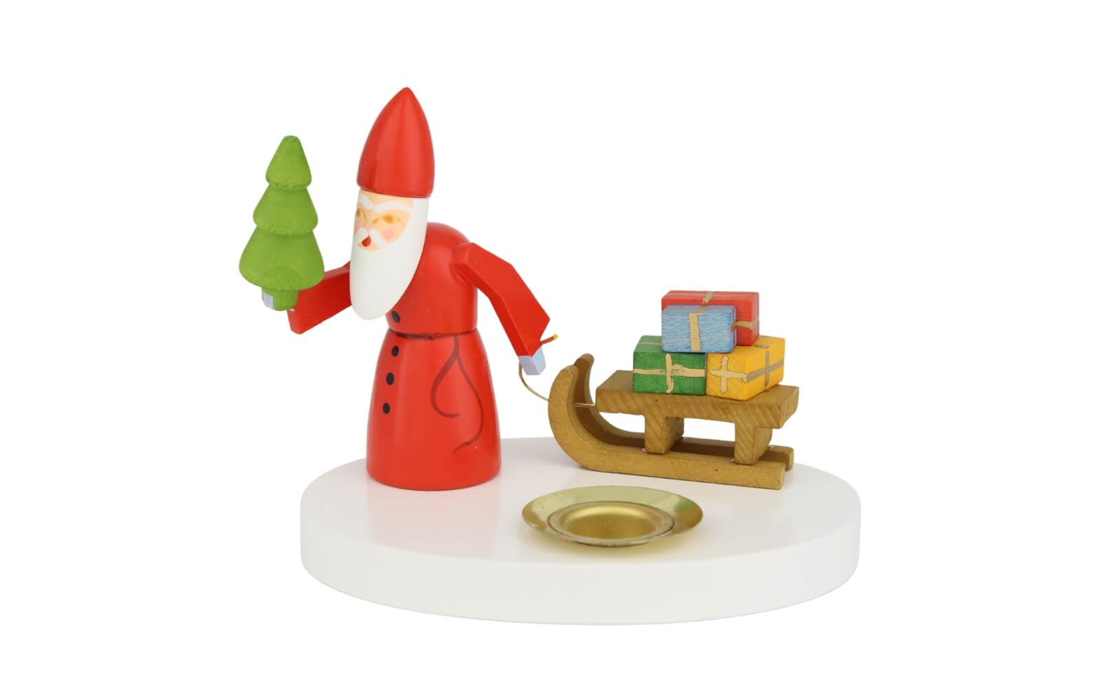 Kerzenhalter Weihnachtsmann mit Schlitten, farbig, 8 cm von Ralf Zenker