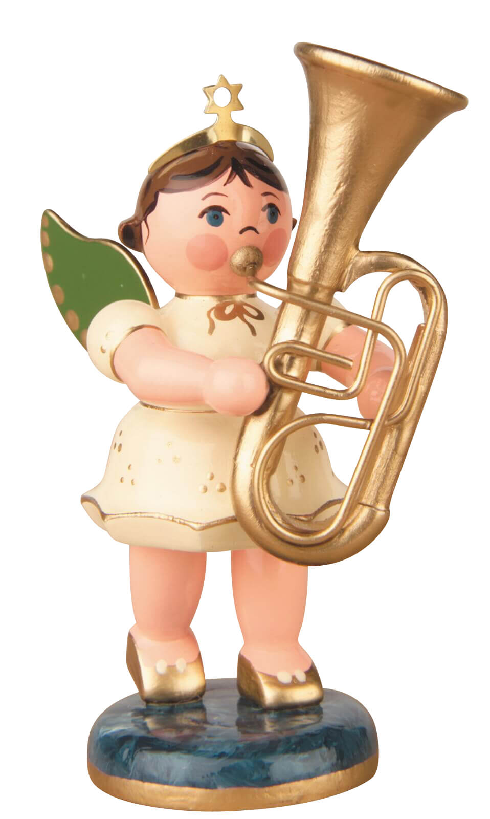 Miniatur Weihnachtsengel mit Tuba, 7 cm von Hubrig Volkskunst