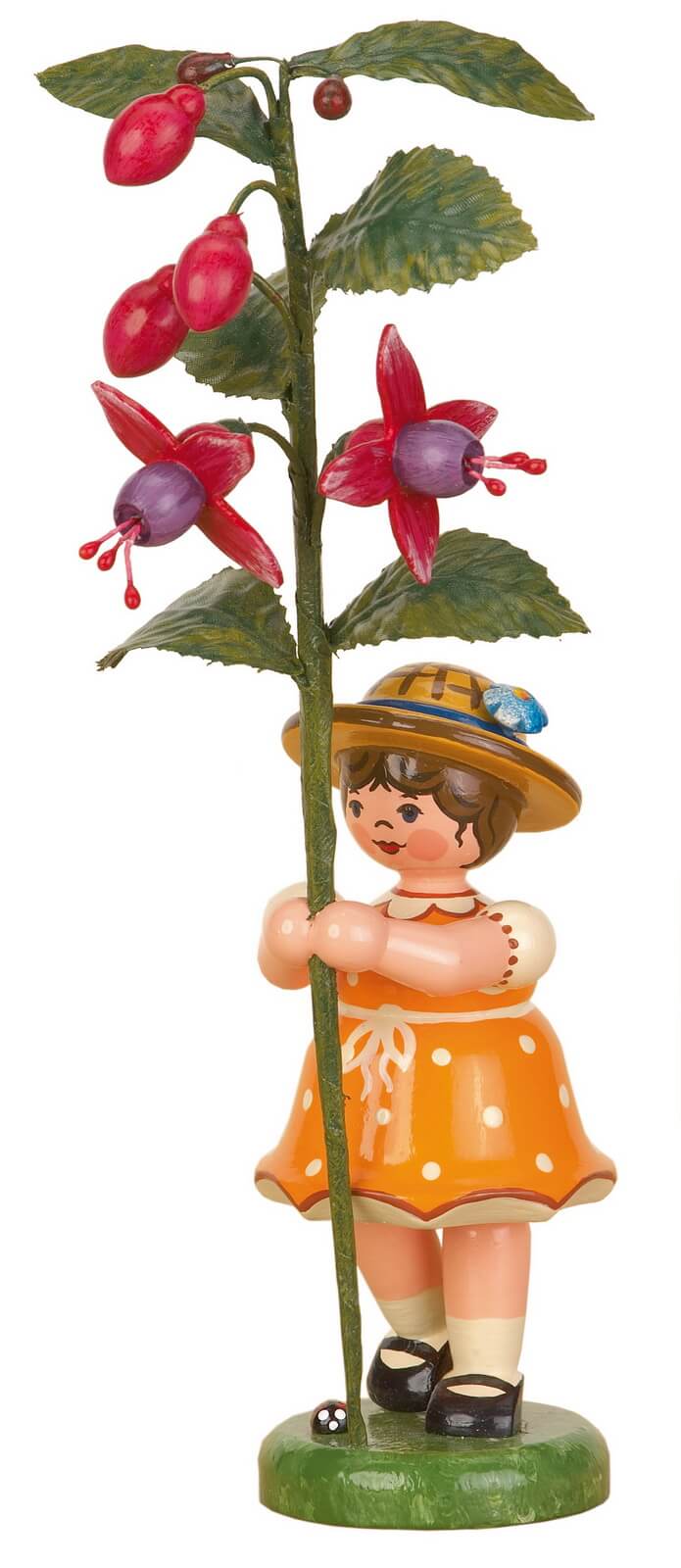 Miniatur Blumenkind Mädchen mit Fuchsie von Hubrig Volkskunst