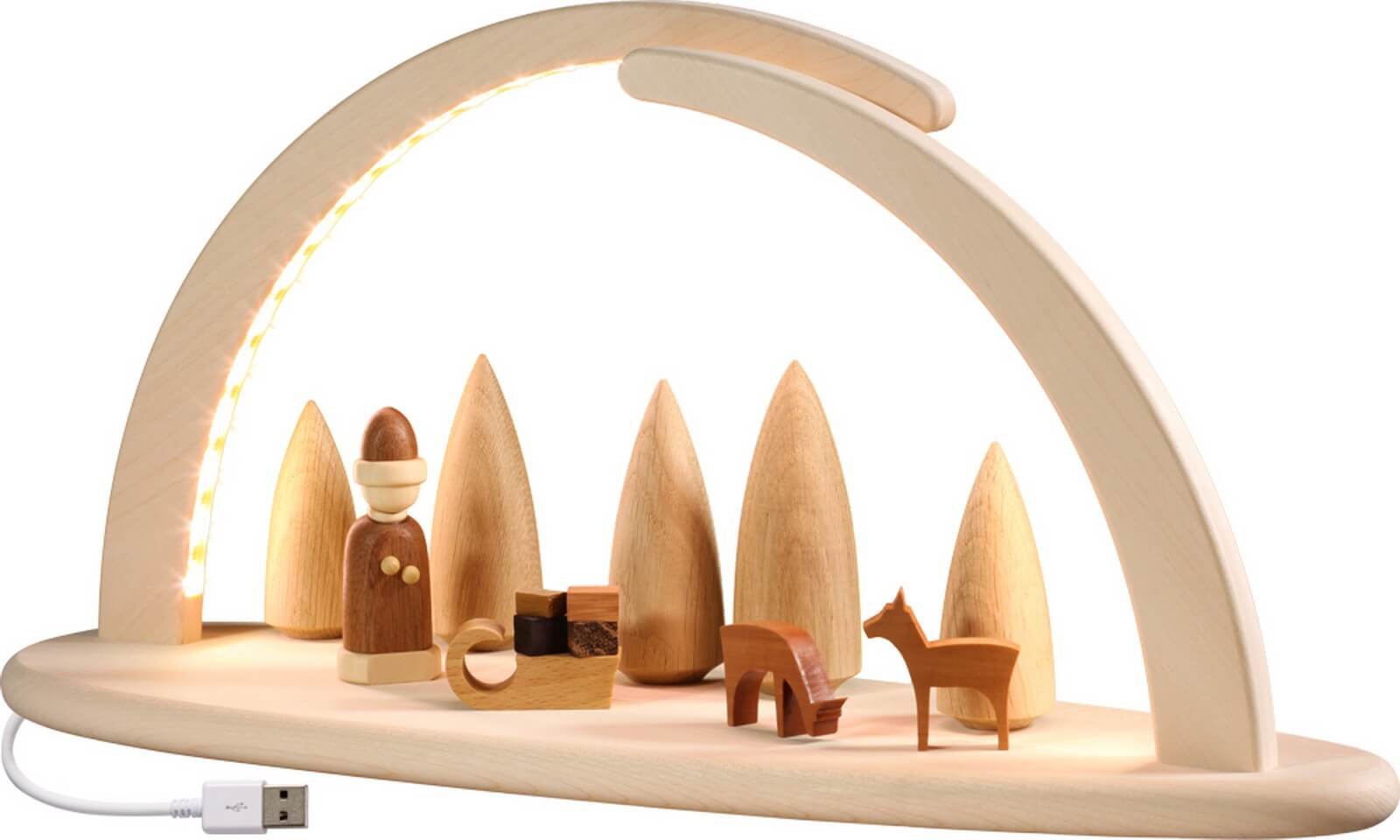 LED Schwibbogen, doppelt, Weihnachtsmotiv von Seiffener Volkskunst eG