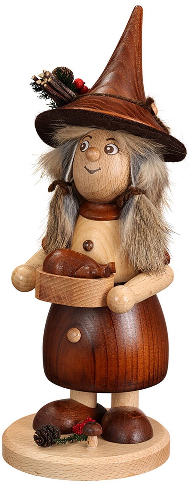 Räuchermännchen Wichtelfrau mit Pfanne natur, 25 cm von DWU Drechselwerkstatt Uhlig