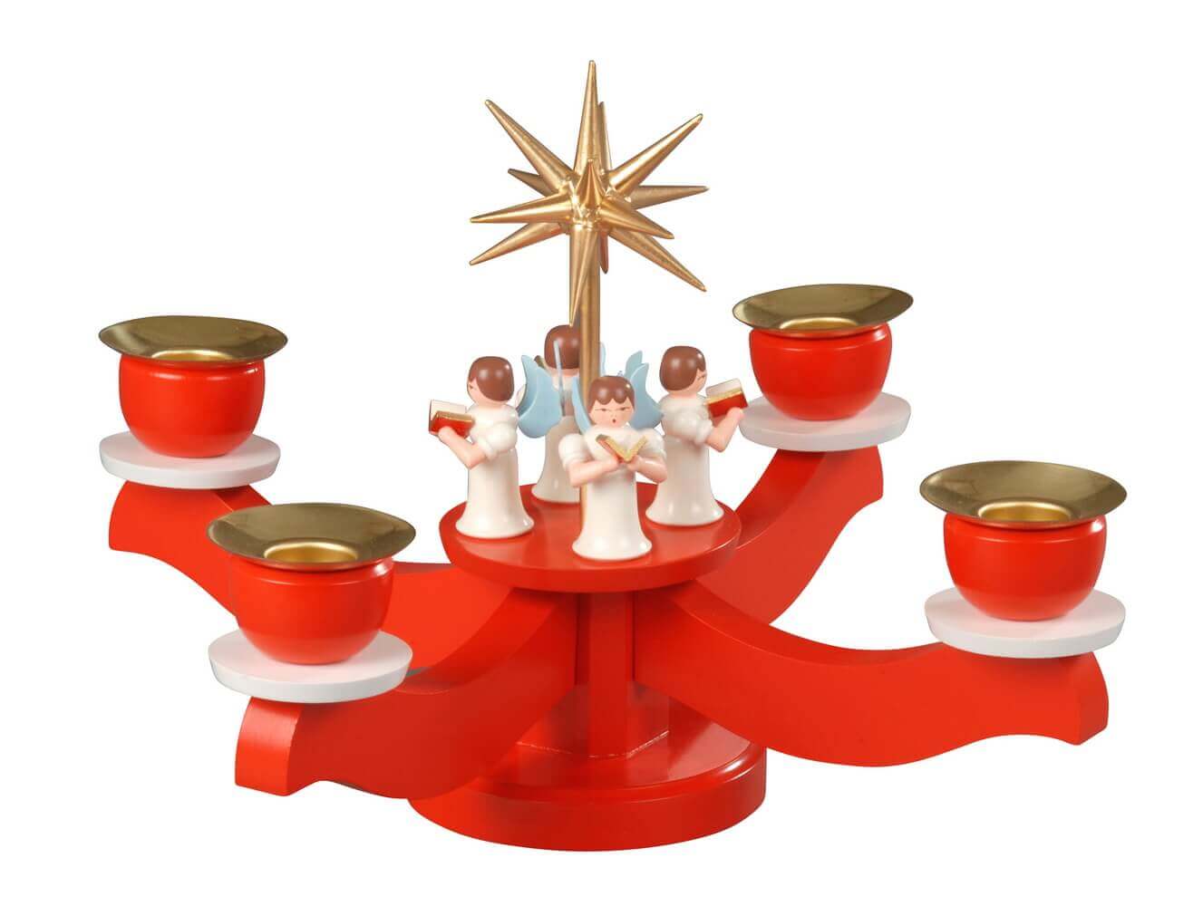 Adventsleuchter mit Engelchor und Stern,19 cm, farbig von Albin Preißler
