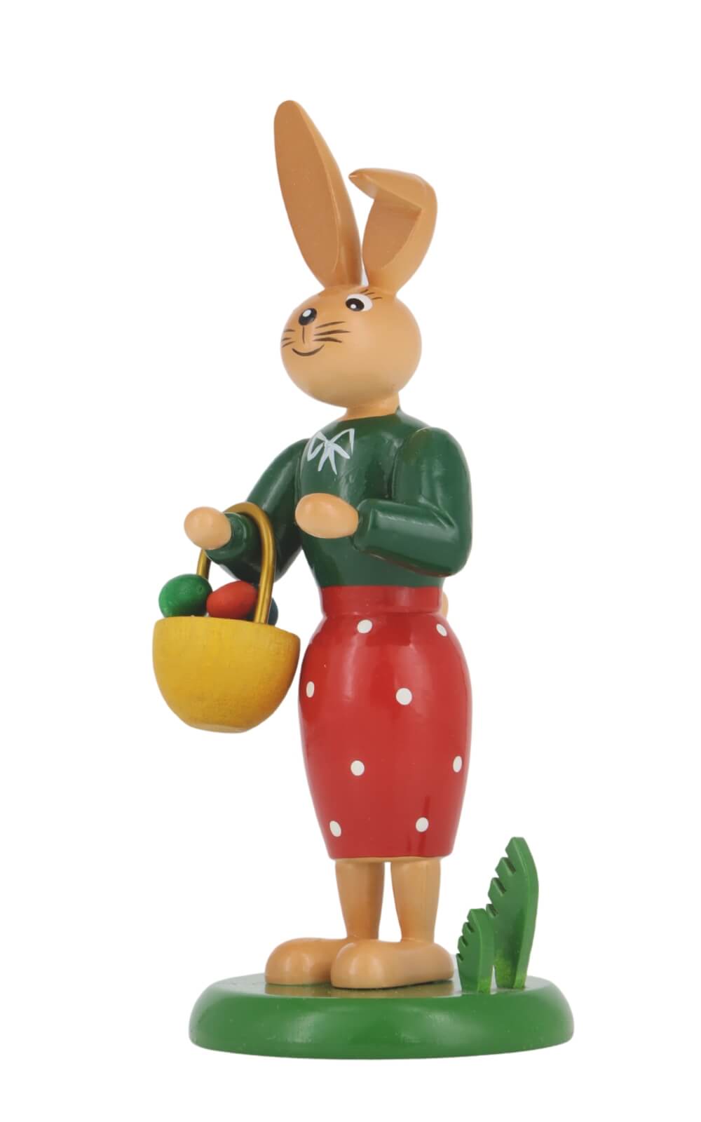 Osterhase - Häsin mit Körbchen, 12 cm von Holzkunst Gahlenz_1