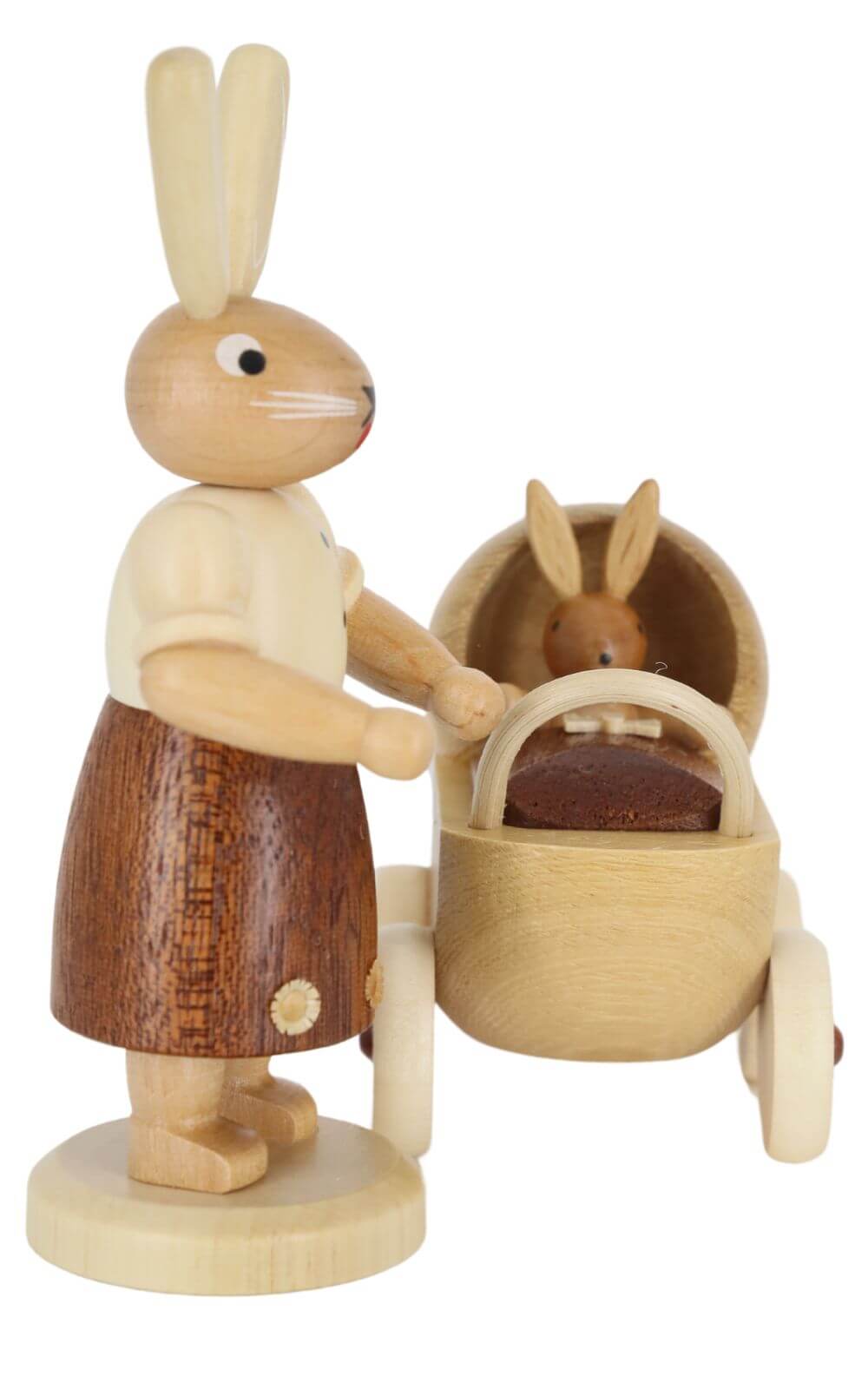 Osterhasenmutter mit Kinderwagen natur von Müller Kleinkunst_2