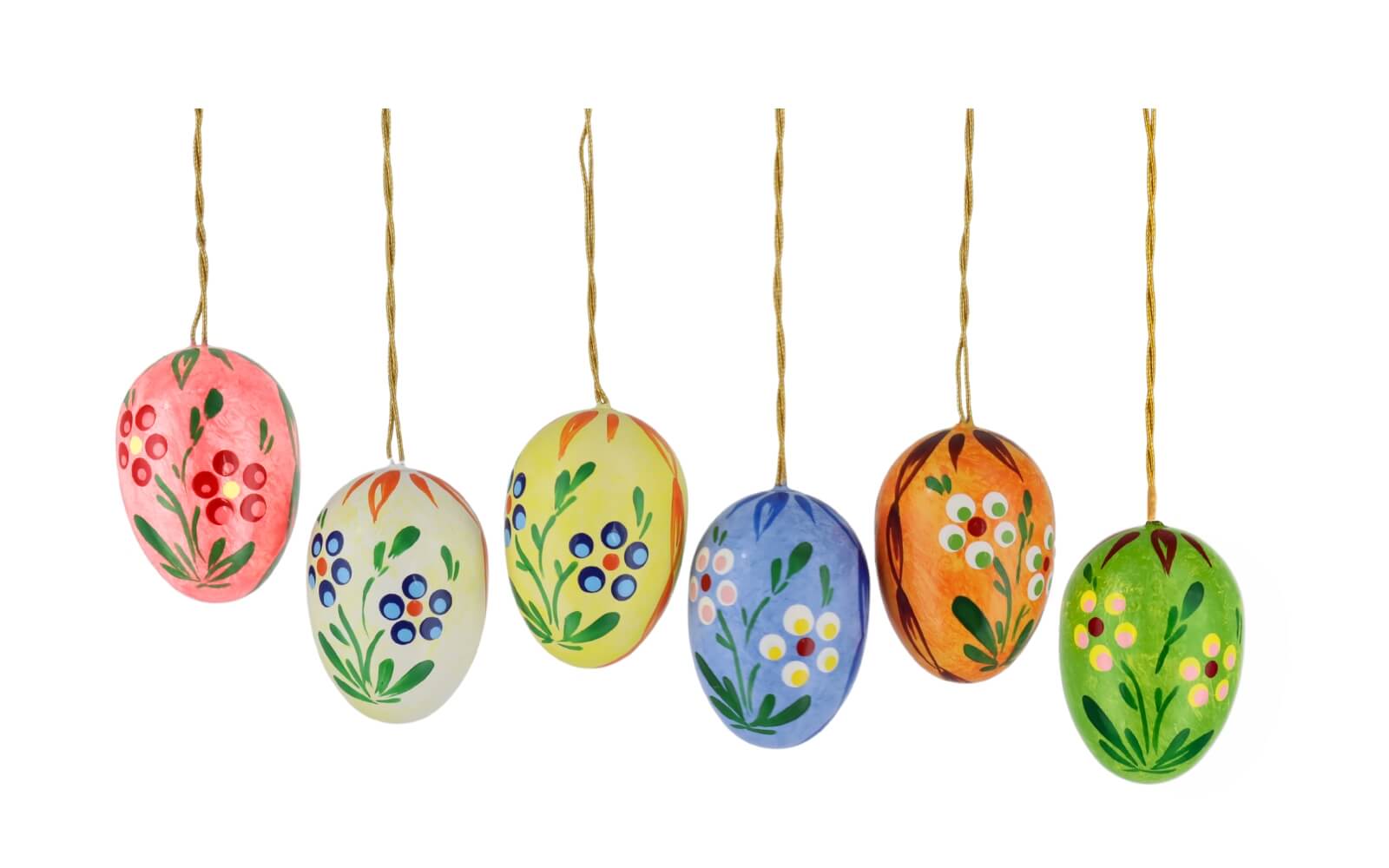 Ostereier mit getupften Blumen, 6 Stück, 3,5 cm von Figurenland Uhlig GmbH
