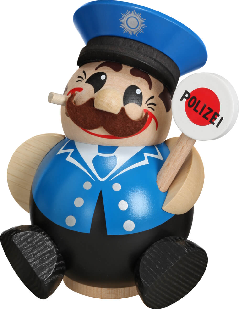 Räuchermännchen - Kugelräuchermann Polizist von Seiffener Volkskunst