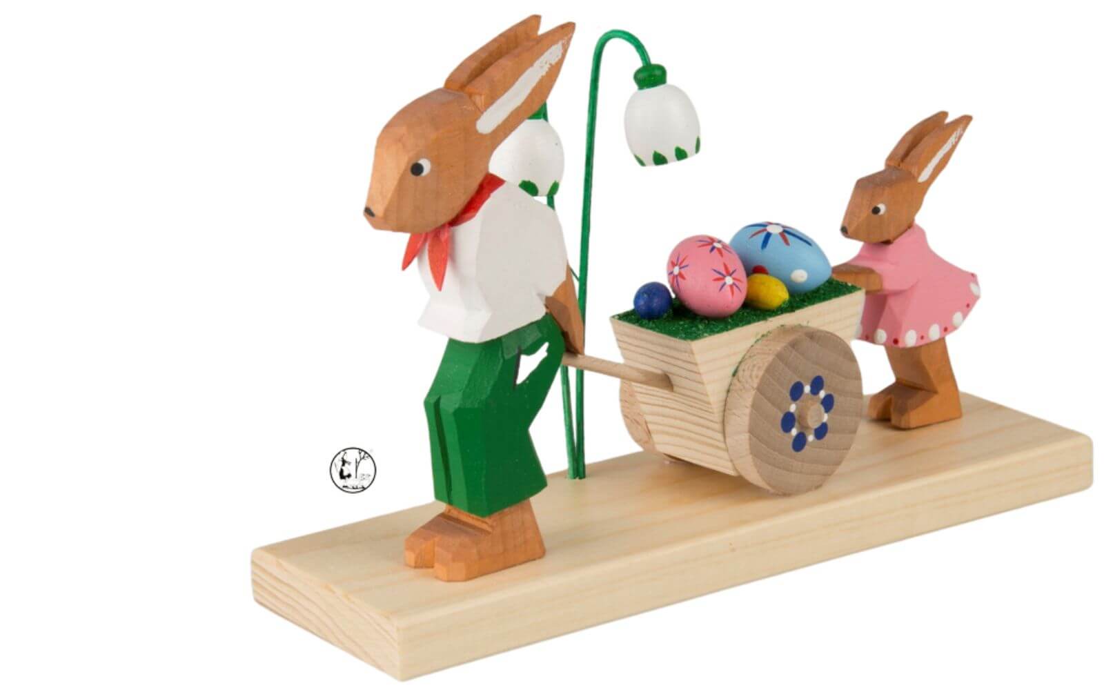 Osterhase Mann mit Kind und Wagen von Bettina Franke