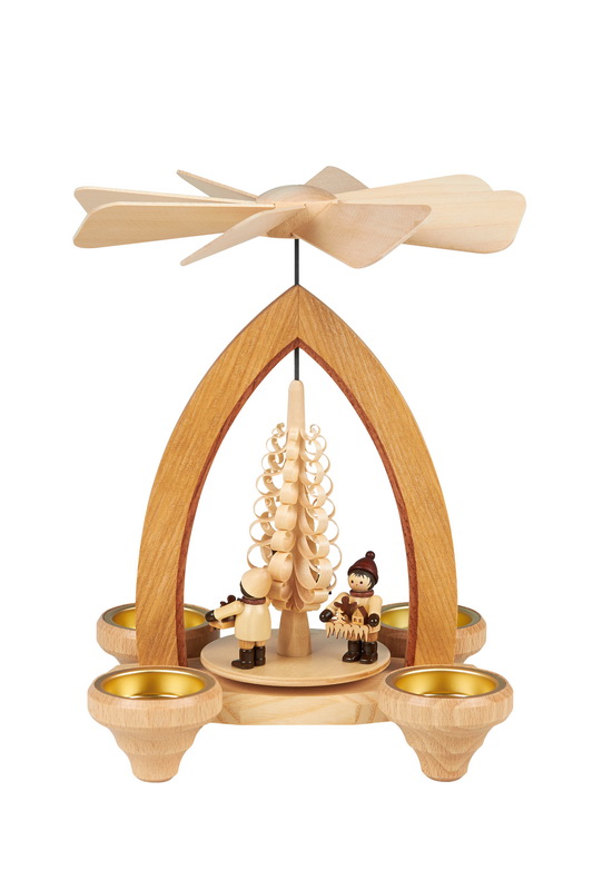 Weihnachtspyramide für Teelichte mit Striezelkinder, 26 cm von Heinz Lorenz