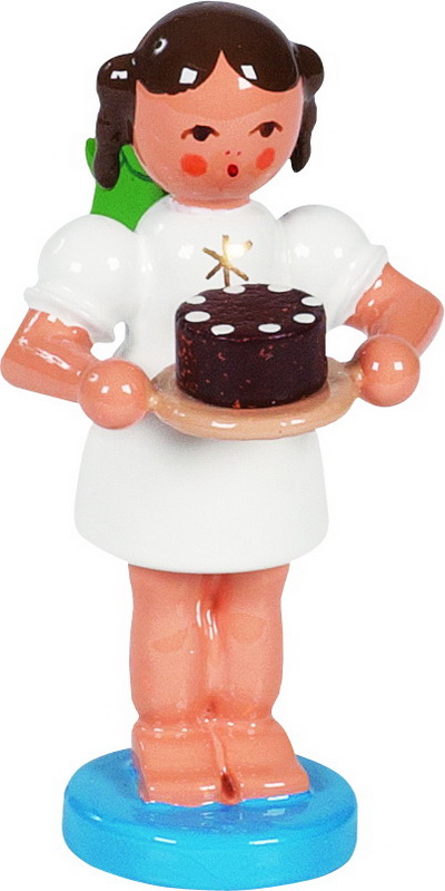 Weihnachtsengel & Bäckerengel mit Schokotorte, 6 cm, Richard Glässer GmbH Seiffen/ Erzgebirge