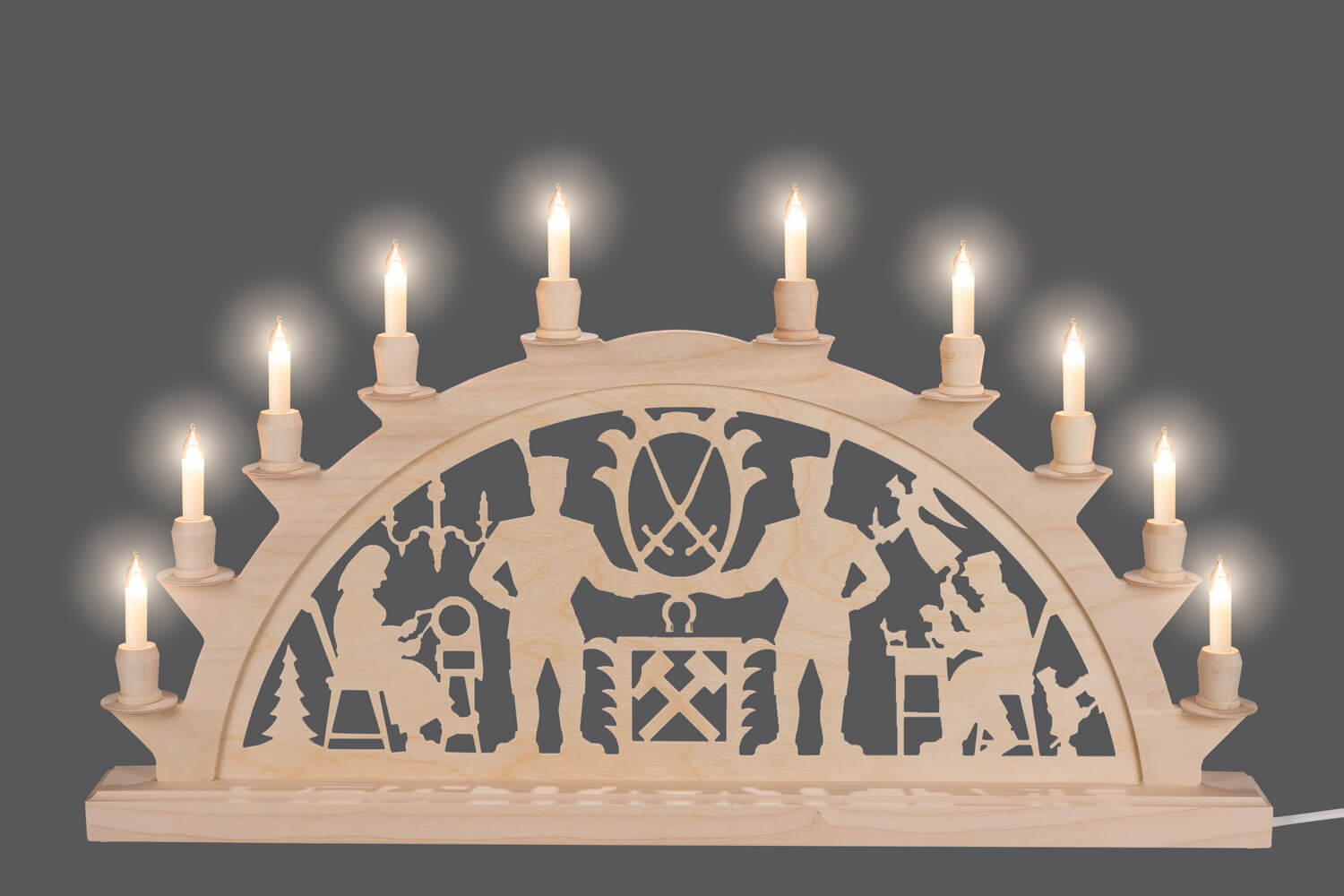 Schwibbogen Schwarzenberger mit 10 Kleinschaftkerzen von SEIFFEN.COM_3