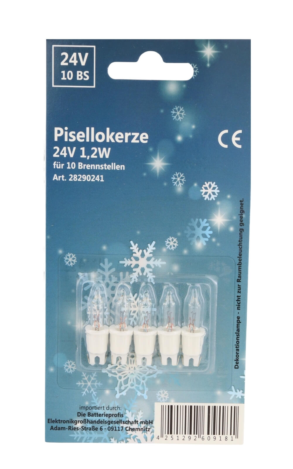 Pisellolampe C-2F 24V 1,2W Fassung weiß / Lampe klar 5er-Blister