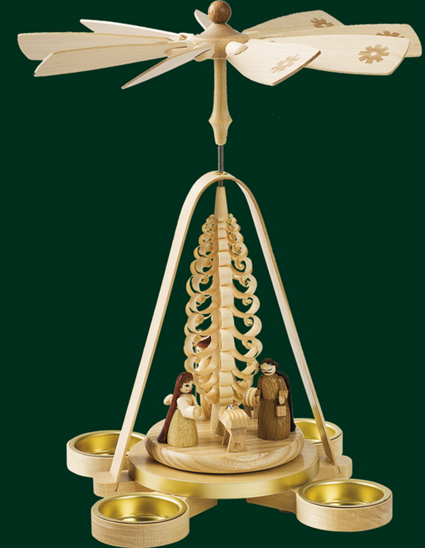 Weihnachtspyramide mit Christi Geburt, Teelicht, 28 cm von Richard Glässer_Bild2