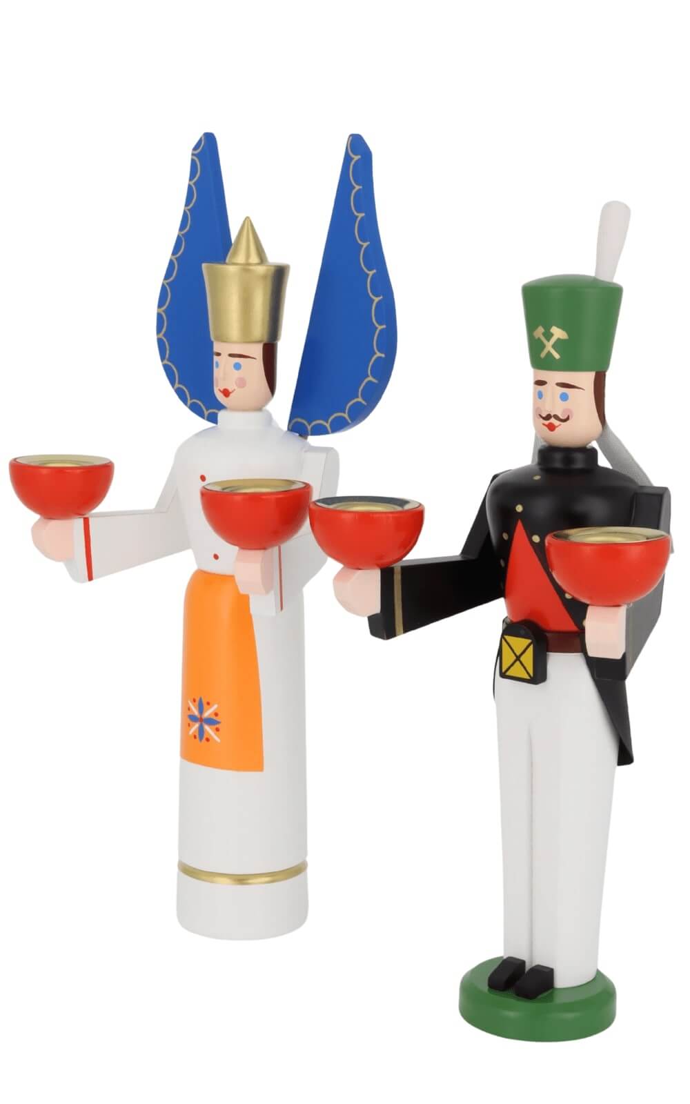 Bergmann und Engel mit orangenem Kleid von Eckert Volkskunstwerkstatt_3