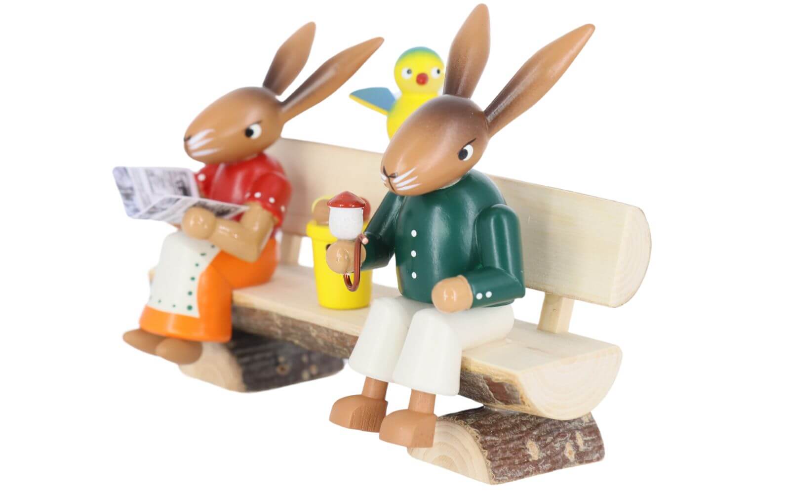 Osterhasen auf einer Bank, farbig, 13 cm von SEIFFEN.COM_3
