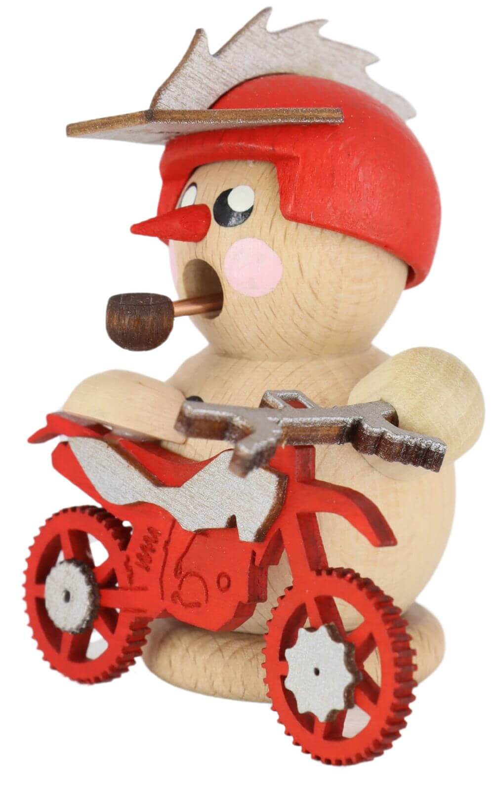 Räuchermännchen Biker mit rotem Crossmotorrad, 8 cm von Gerd Hofmann_3