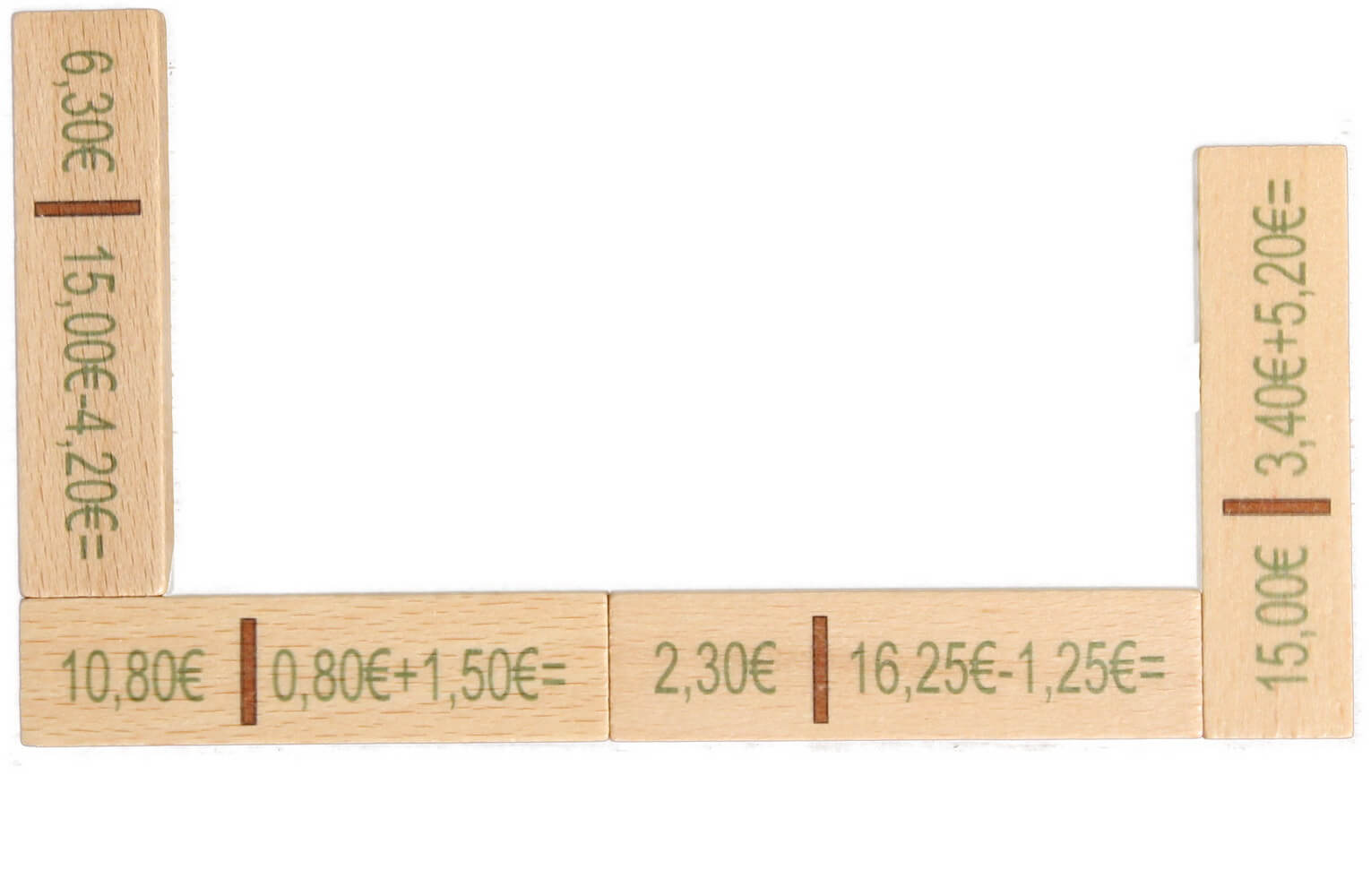 Rechendomino aus Holz, Euro, 40 Teile von Holzspielwaren Ebert GmbH