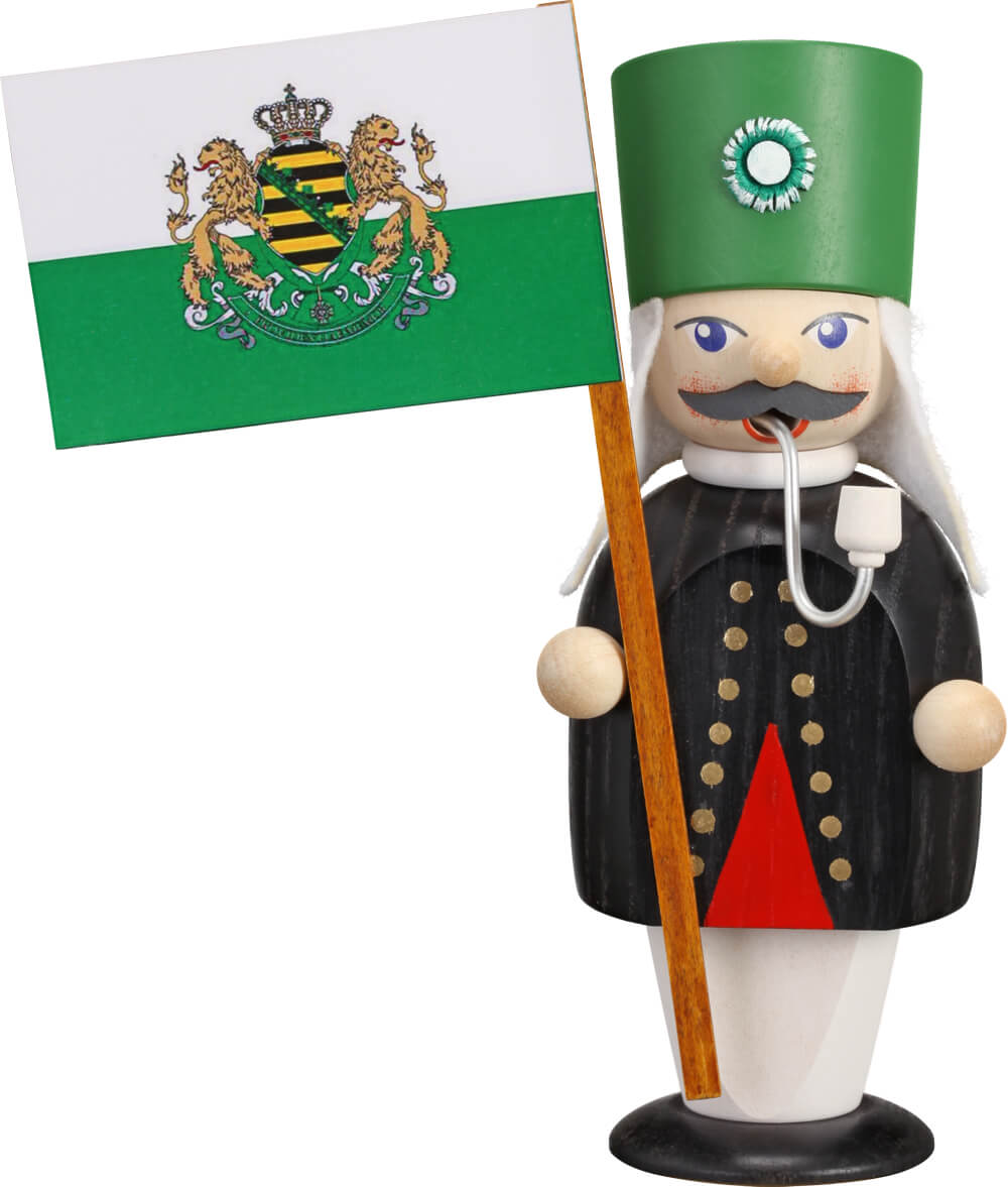 Räuchermännchen Bergmann mit Fahne, 16 cm von Seiffener Volkskunst eG