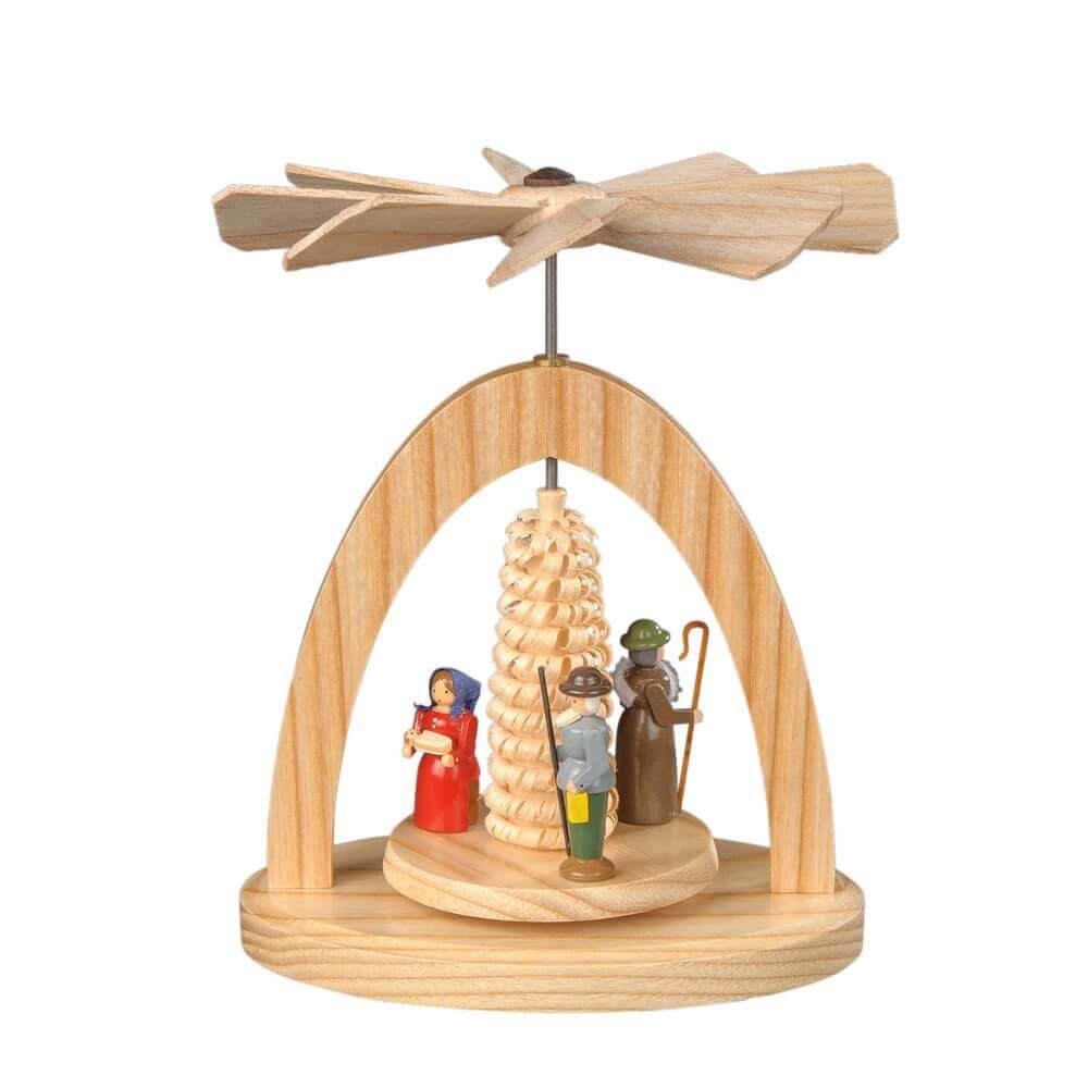 Weihnachtspyramide - Wärmespiel Heilige Familie mit Schäfer von Albin Preißler