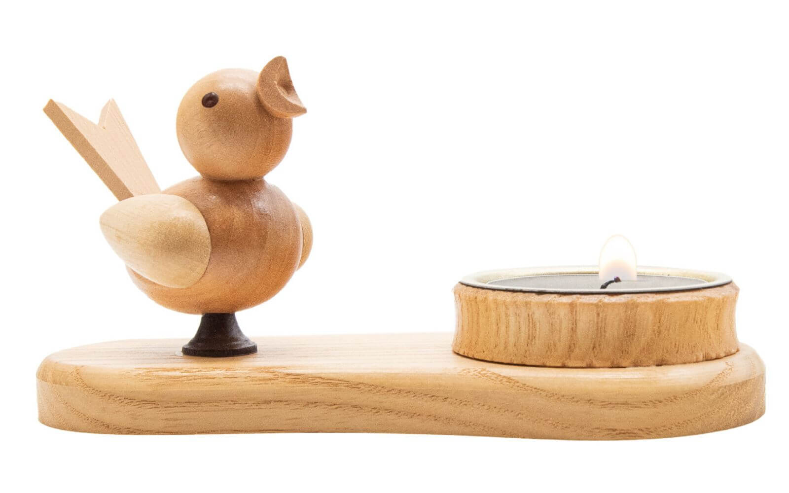 Kerzenhalter für Teelichte mit Vogel, natur von Spielwarenmacher Günther