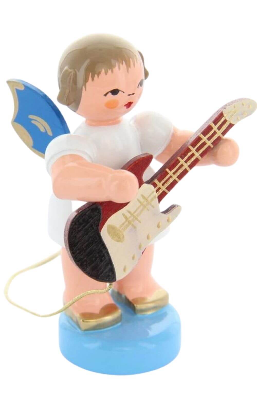 Weihnachtsengel mit E-Gitarre und blauen Flügeln von Figurenland Uhlig GmbH