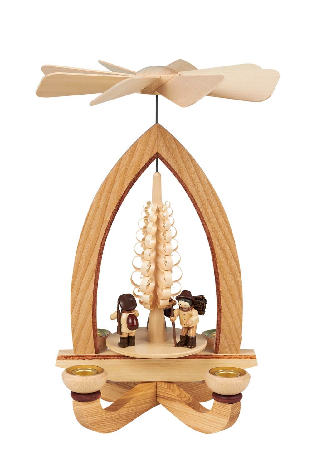 Weihnachtspyramide mit Waldleuten (4,5 cm), natur, 28 cm, Heinz Lorenz Olbernhau/ Erzgebirge_Bild1