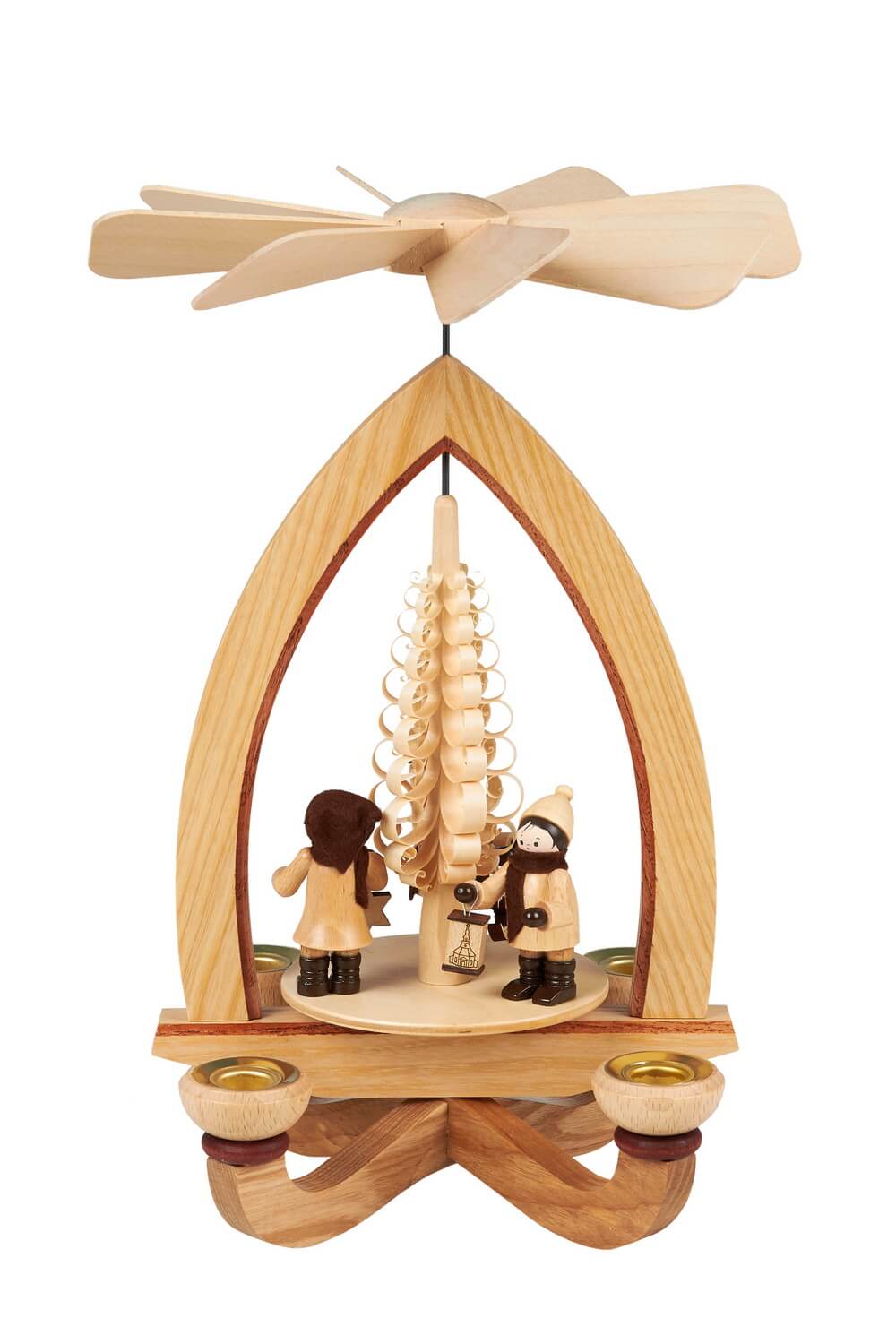 Weihnachtspyramide mit Lampionkinder, natur, 28 cm, Heinz Lorenz Olbernhau/ Erzgebirge_Bild1