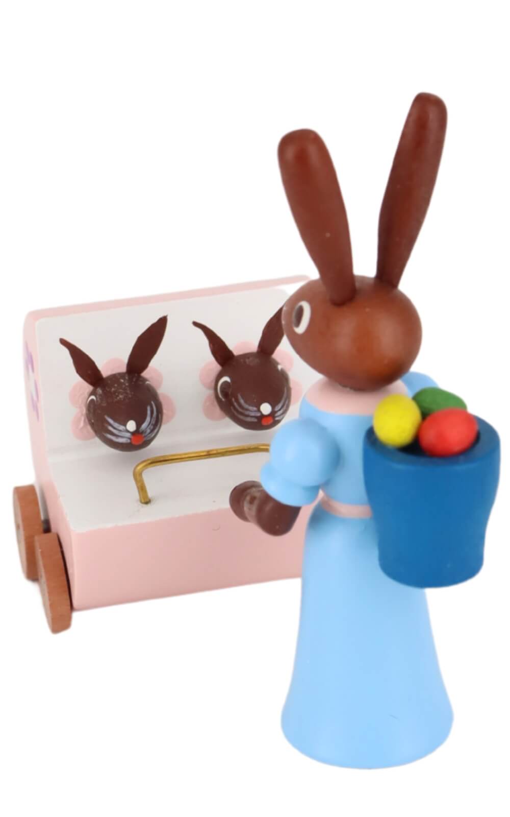 Osterhase Mutter mit Zwillingswagen, 6 cm, farbig von Stephan Kaden_3