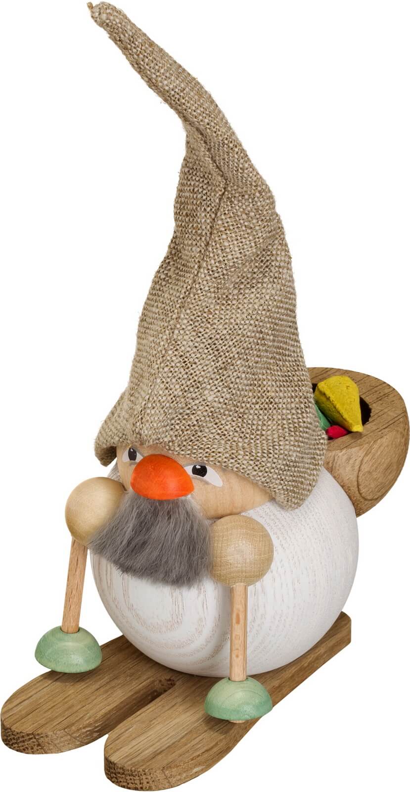 Räuchermännchen Waldzwerg auf Ski, 19 cm von Seiffener Volkskunst eG
