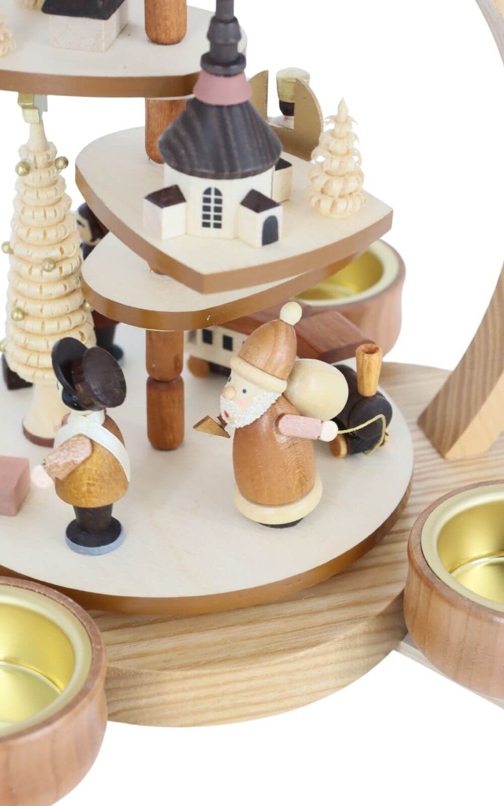 Weihnachtspyramide mit Seiffener Motiv für Teelichte, 22 cm, natur von Knuth Neuber_7