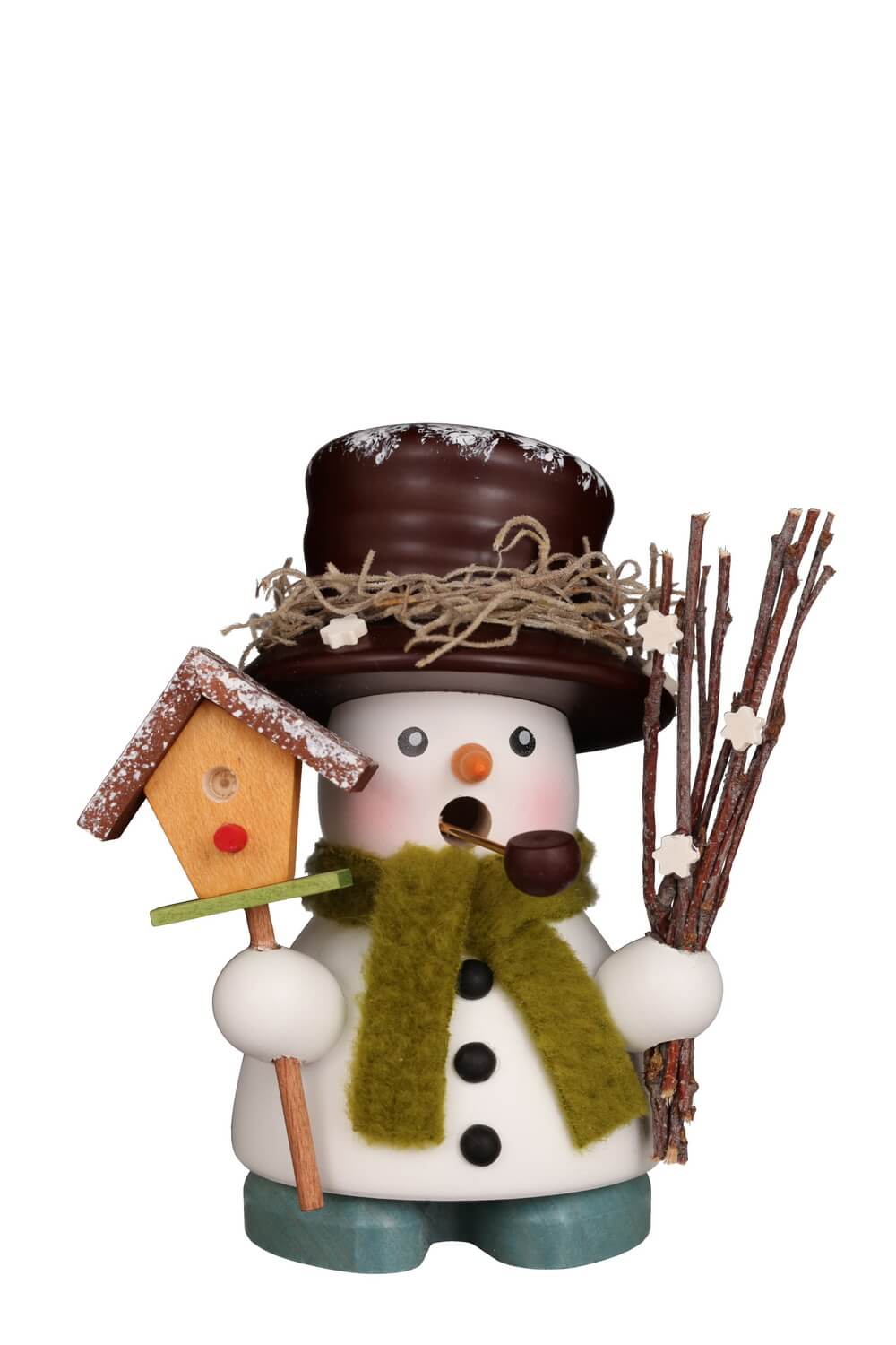 Räuchermännchen Schneemann mit Vogelhaus, 11 cm von Christian Ulbricht