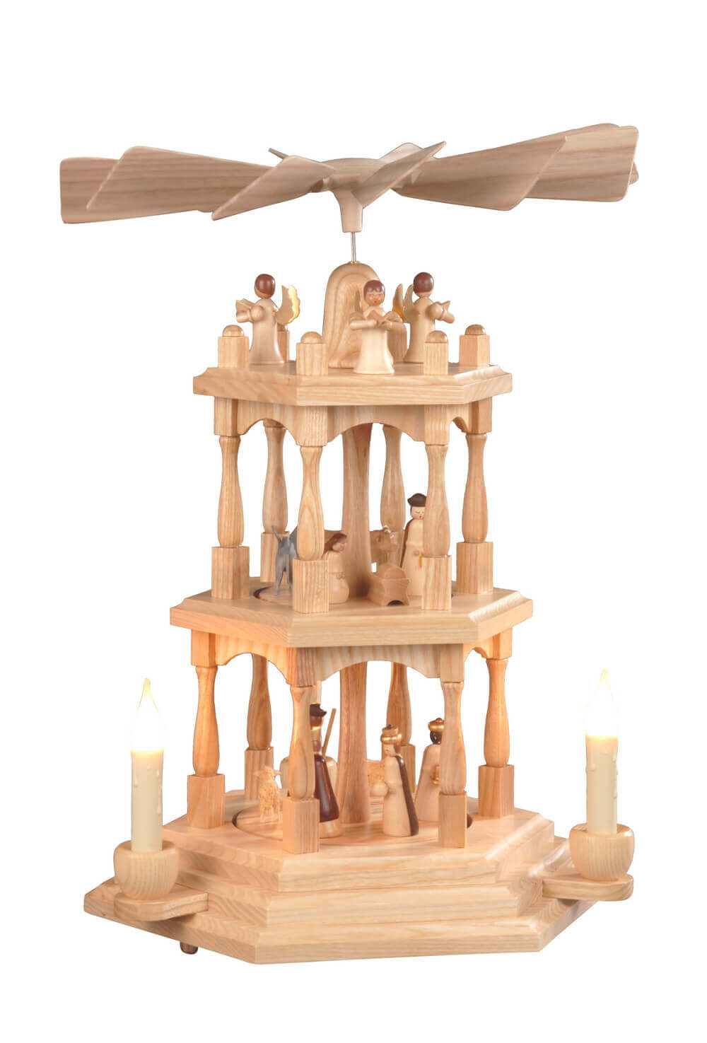 Weihnachtspyramide Heilige Familie, 3-stöckig, 41 cm, elektrisch von Albin Preißler_1