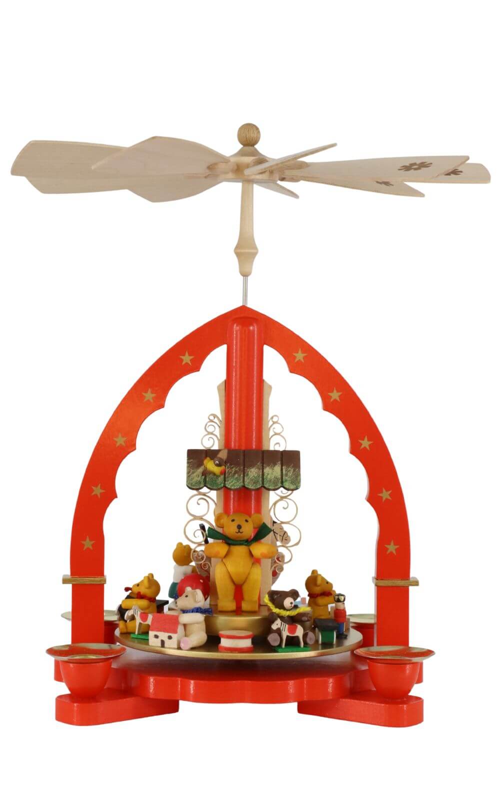 Weihnachtspyramide mit spielenden Bärenkindern, 27 cm von Richard Glässer_1