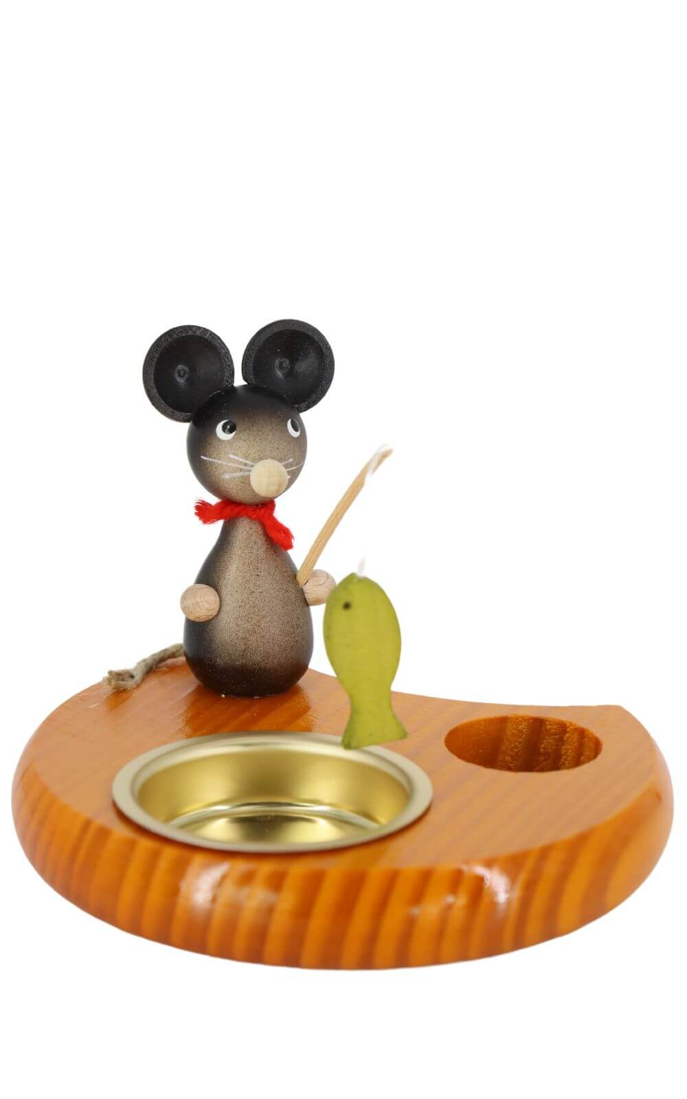 Kerzenhalter für Teelichte Maus mit Angel, farbig, 6 cm von Ralf Zenker_1