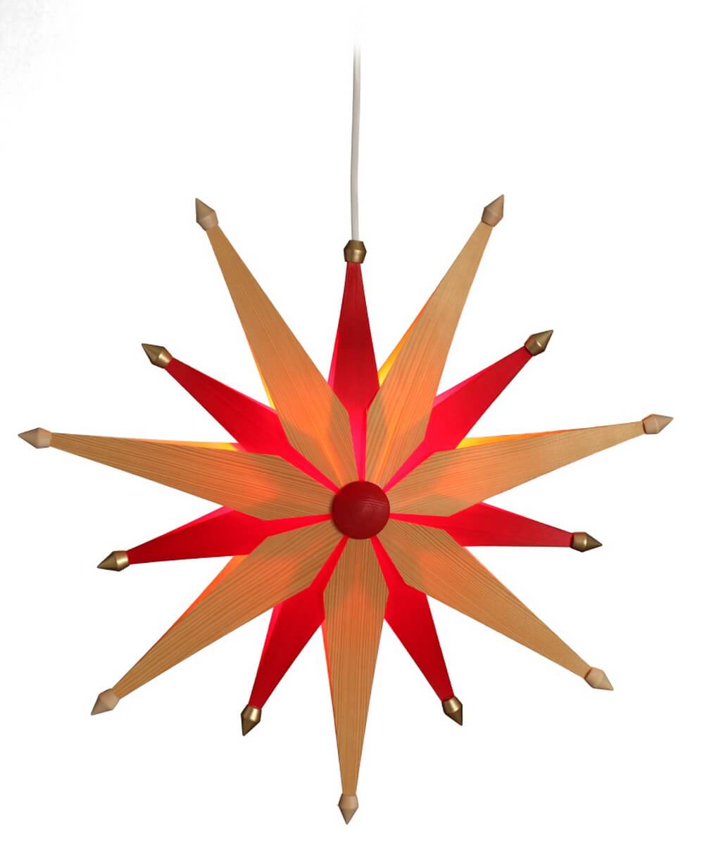 Weihnachtsstern exklusiv, natur und rot beleuchtet von Eckert