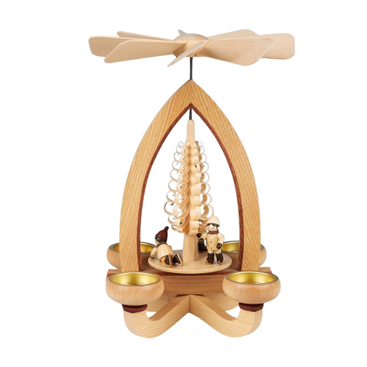 Weihnachtspyramide Eisläufer für Teelichte, 28 cm von Heinz Lorenz