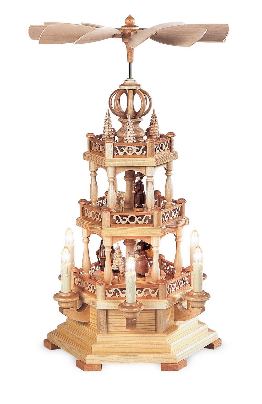 Weihnachtspyramide Waldmotiv, 2 – stöckig, 230 V, 50 cm von Müller Kleinkunst