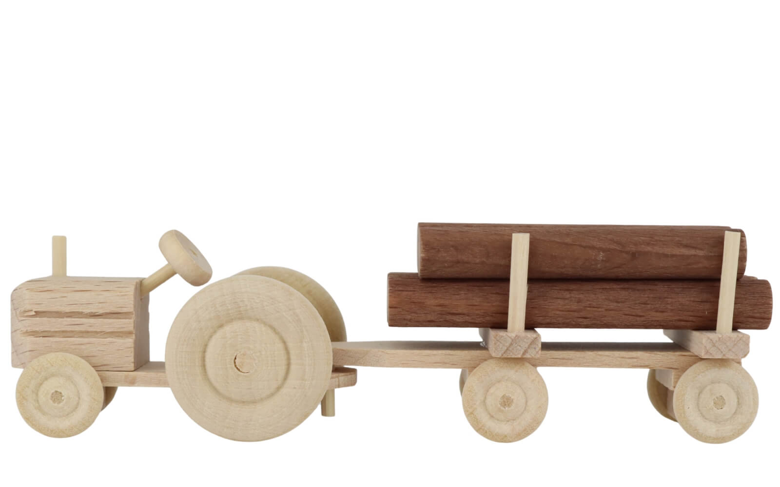 Holzspielzeug Traktor mit Anhänger Rundholz, natur von Robbi Weber_2