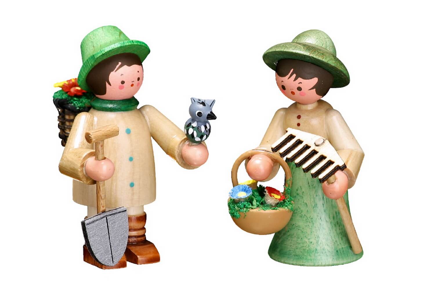 Miniatur Gärtnerpaar, 6 cm, farbig von Romy Thiel