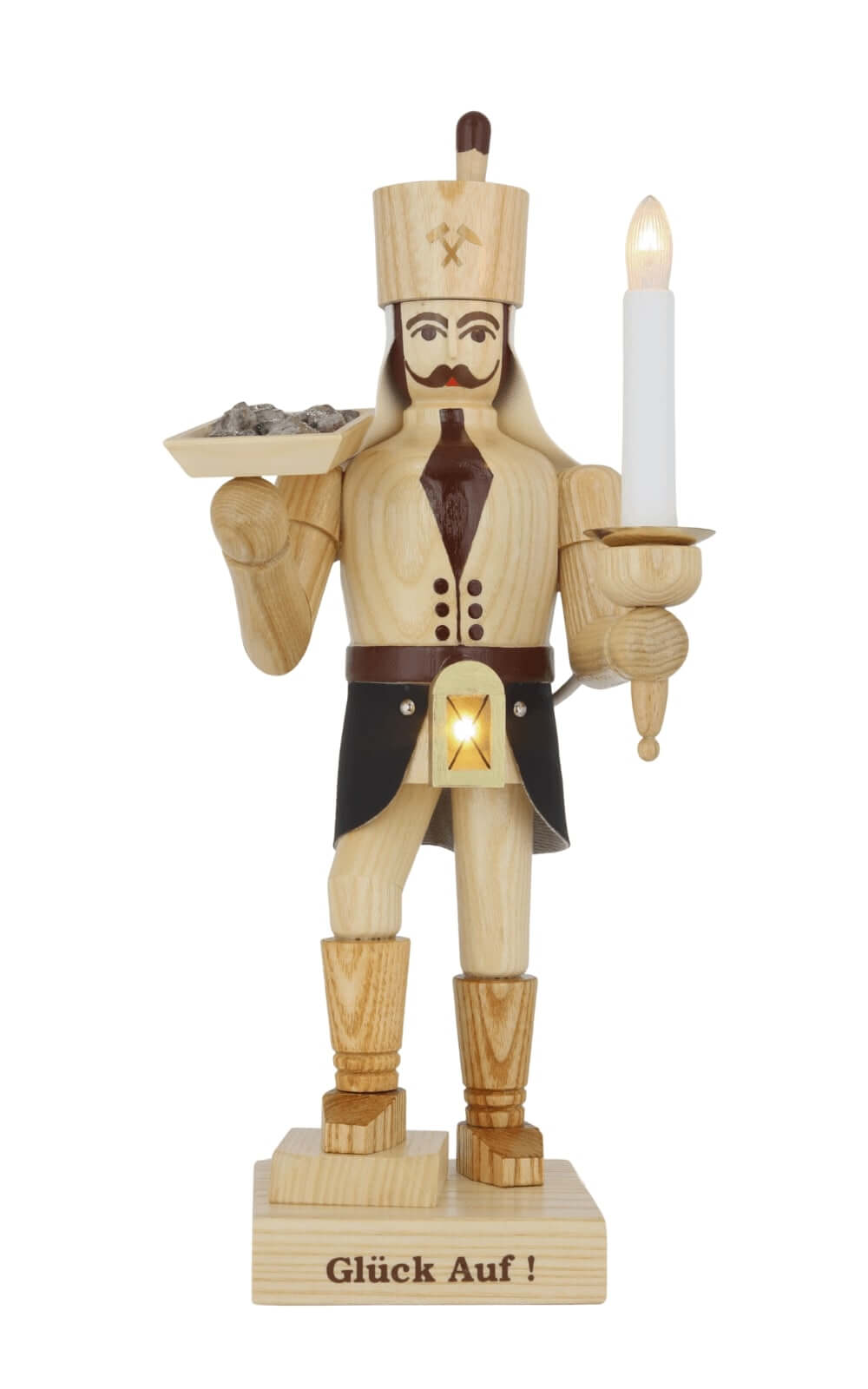 Bergmann mit Erzschale und Bauchlampe, natur, 34 cm von SEIFFEN.COM_1
