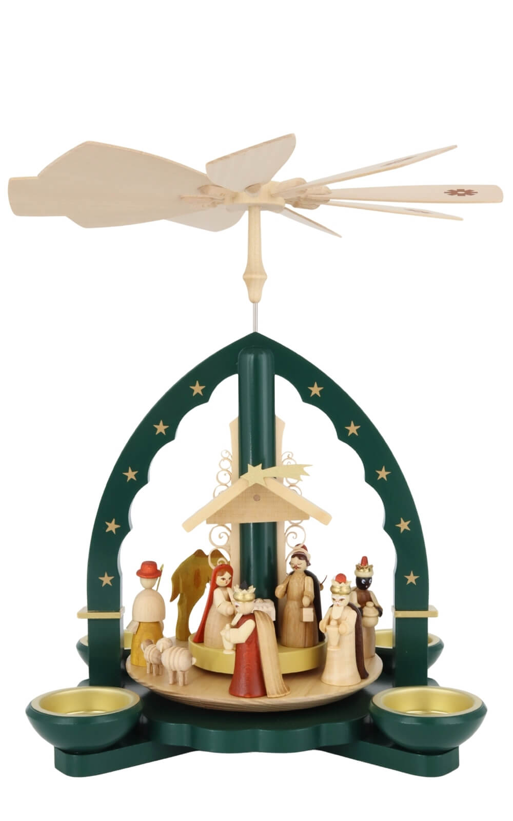 Weihnachtspyramide Christi Geburt für Teelicht und Kerzen, grün, 28 cm von Richard Glässer_9