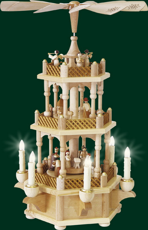 Weihnachtspyramide Christi Geburt, 2 - stöckig, elektrisch von Richard Glässer