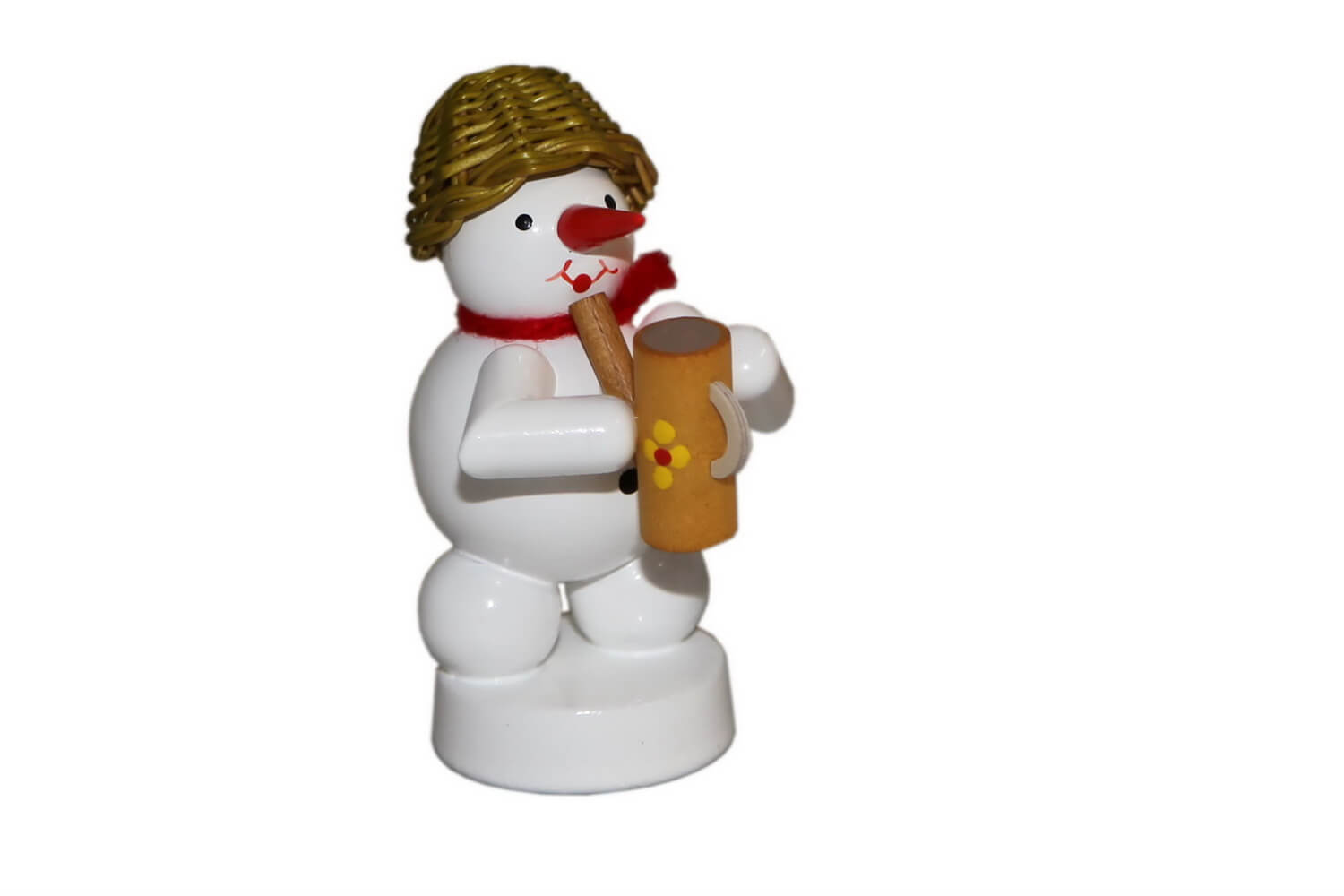 Schneemann Musikant mit Gießkanne, farbig, 8 cm von Volker Zenker