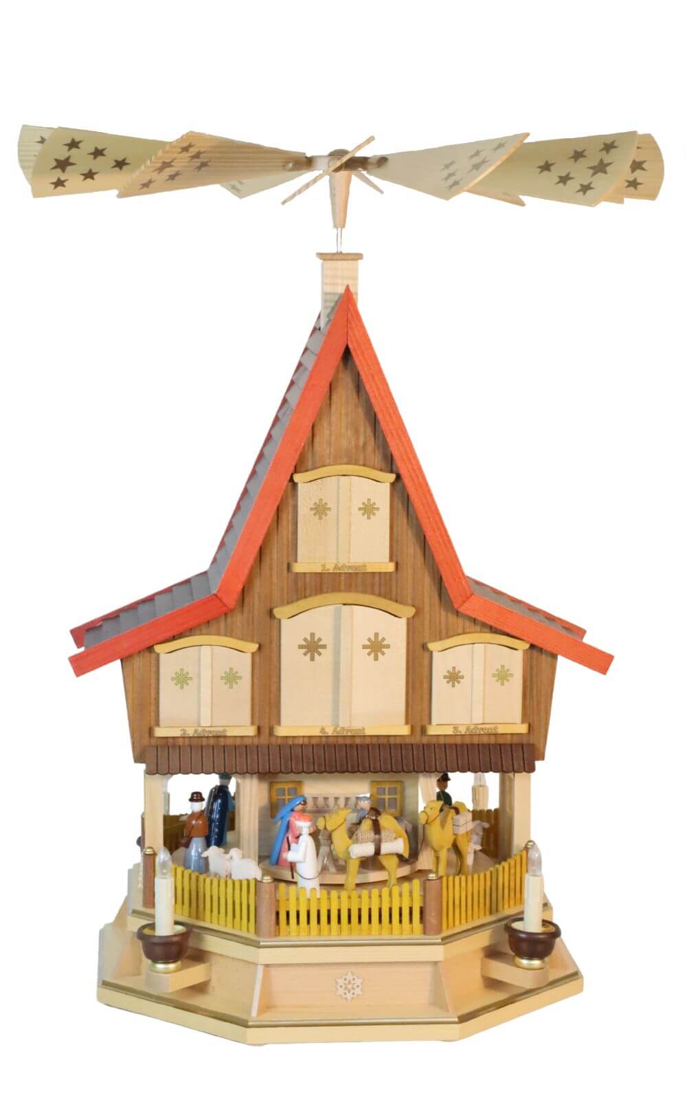 Weihnachtspyramide 3 - stöckiges Adventshaus mit Heiliger Geschichte von Richard Glässer_3
