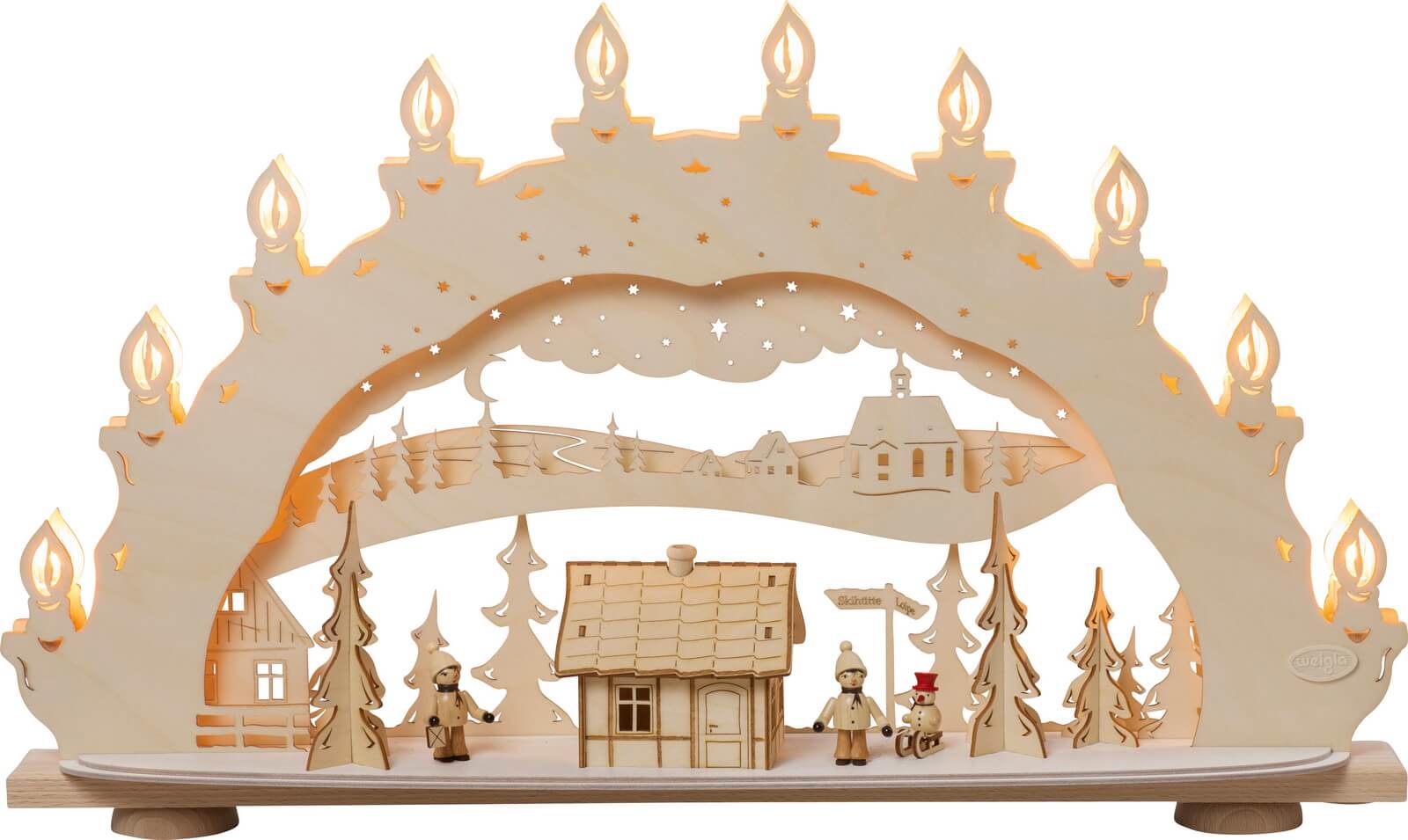 LED Schwibbogen Winterzauberland mit Räucherhäuschen, 66 cm von Weigla