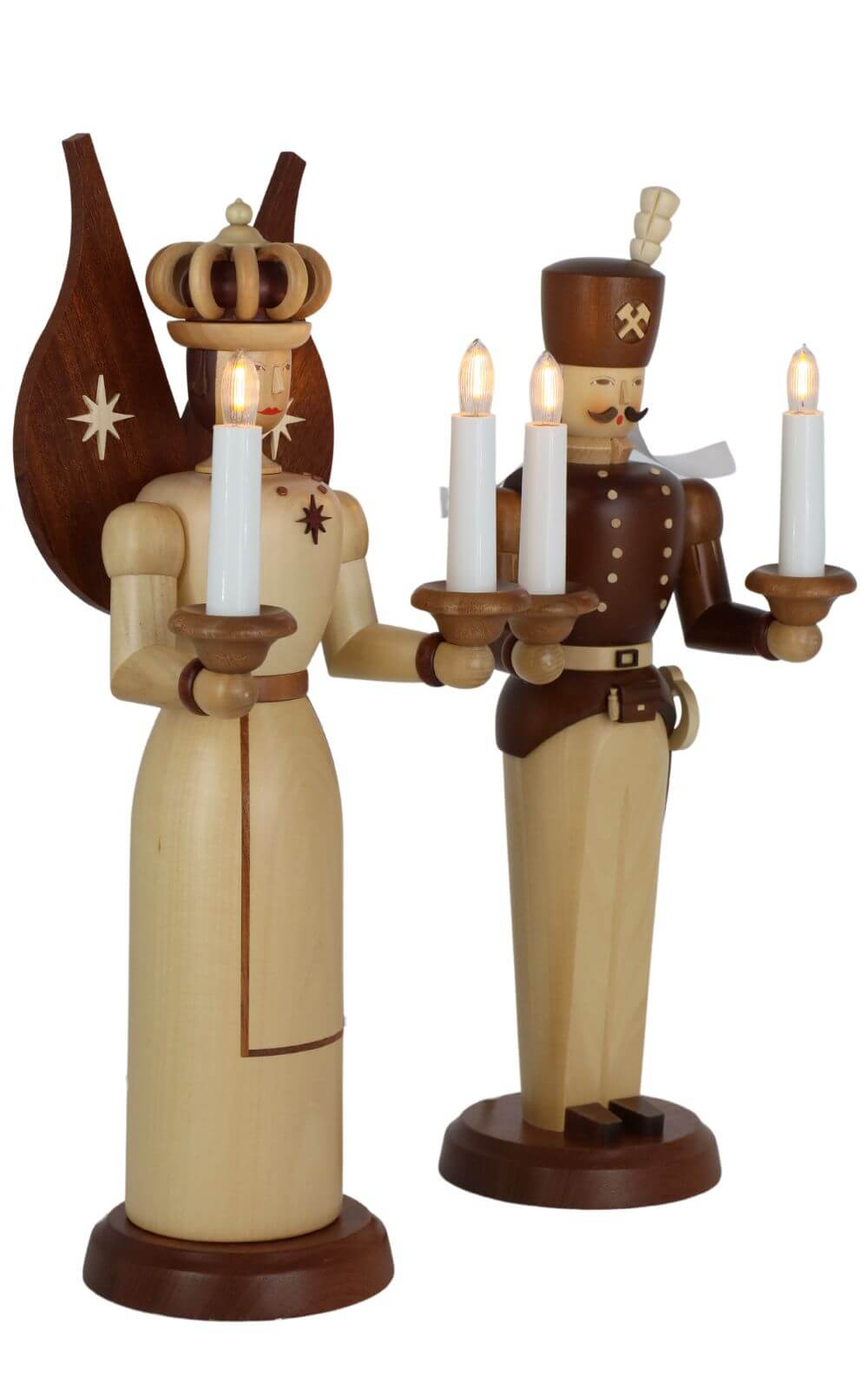 Engel und Bergmann, natur, elektrisch beleuchtet, 40 cm von Müller Kleinkunst_2