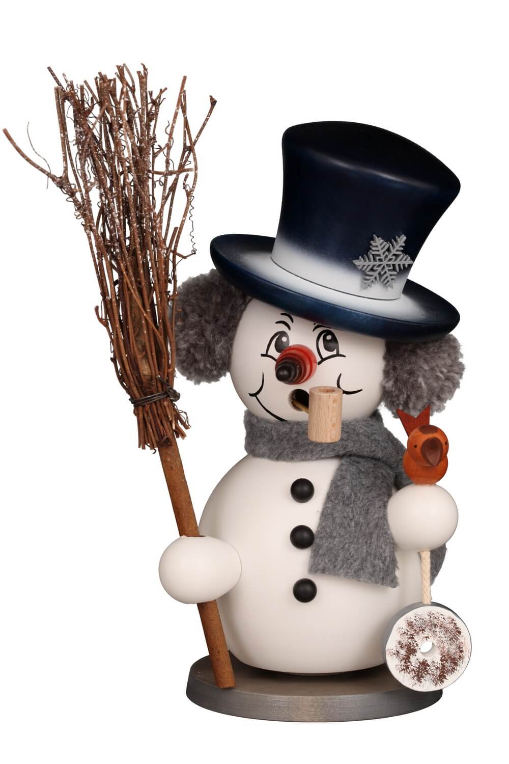 Räuchermännchen Schneemann mit Besen, 23 cm von Christian Ulbricht, Made in Germany