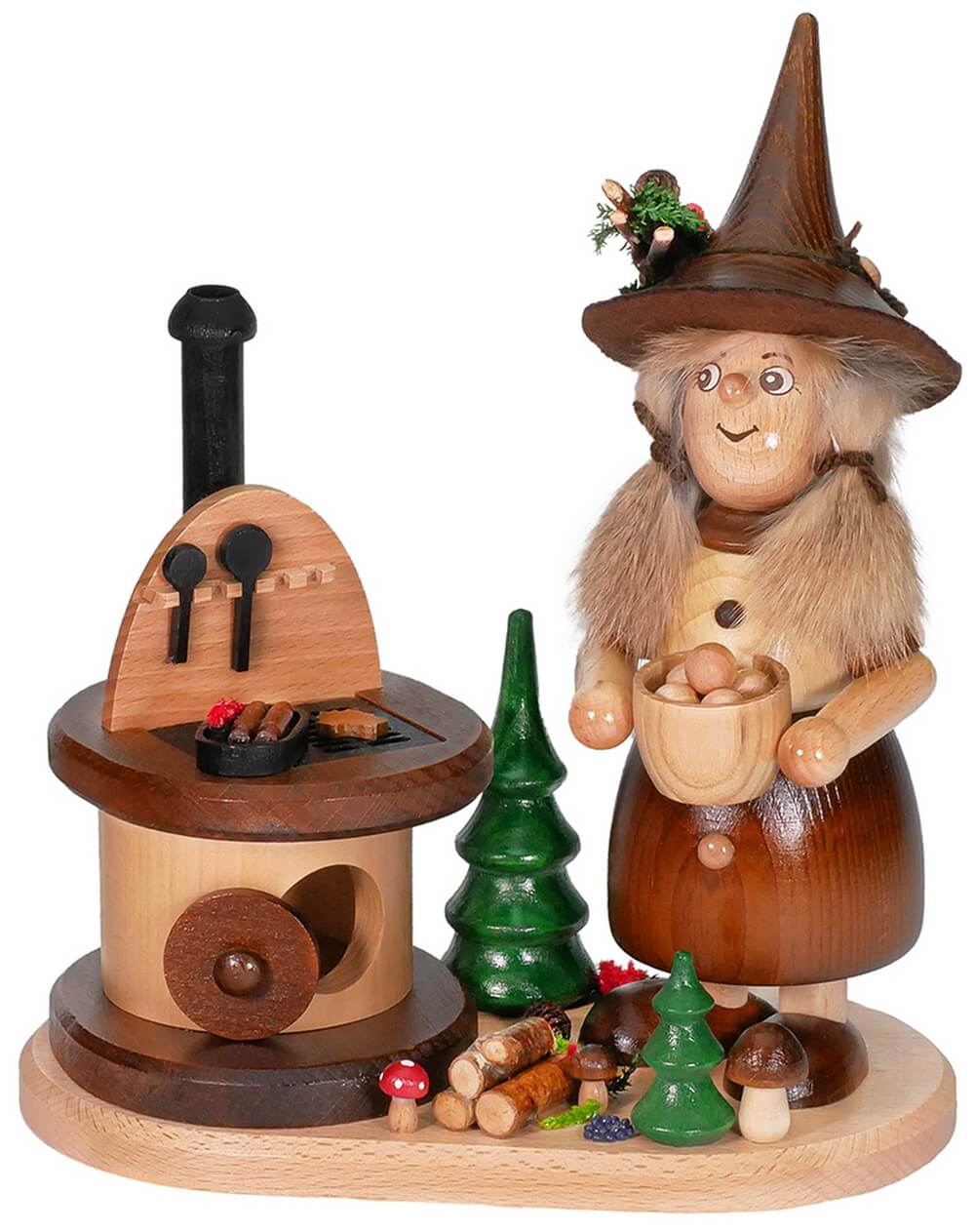 Räuchermännchen Wichtel Kloßfrau am Herd von DWU Drechselwerkstatt Uhlig