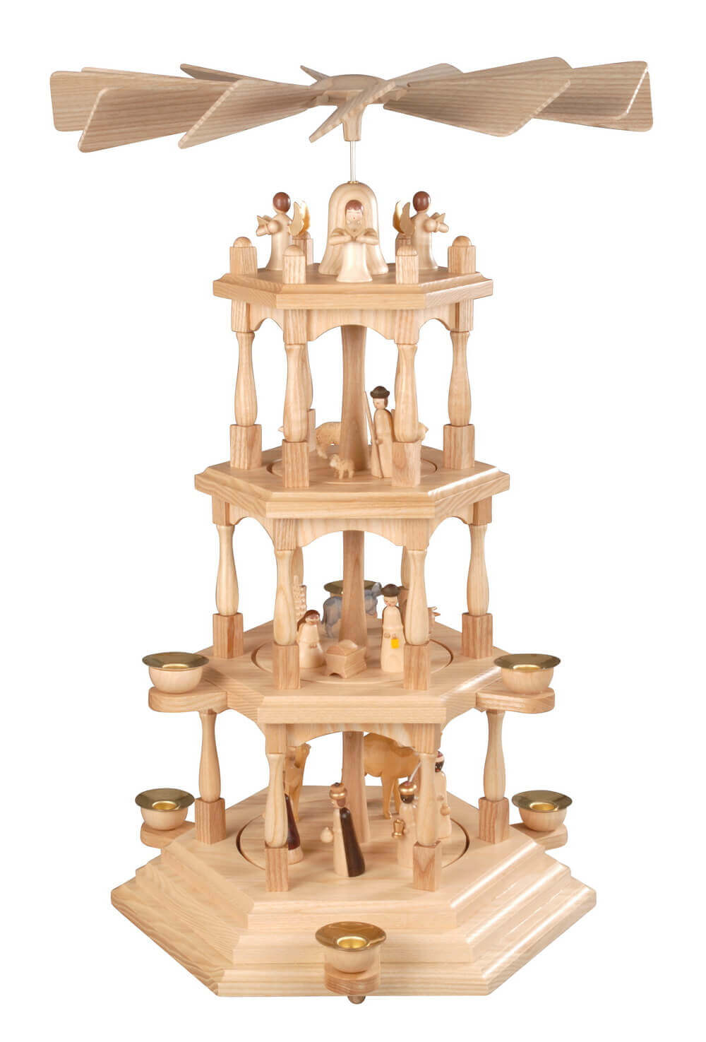 Weihnachtspyramide Heilige Familie, natur, 4-stöckig, 52 cm von Albin Preißler