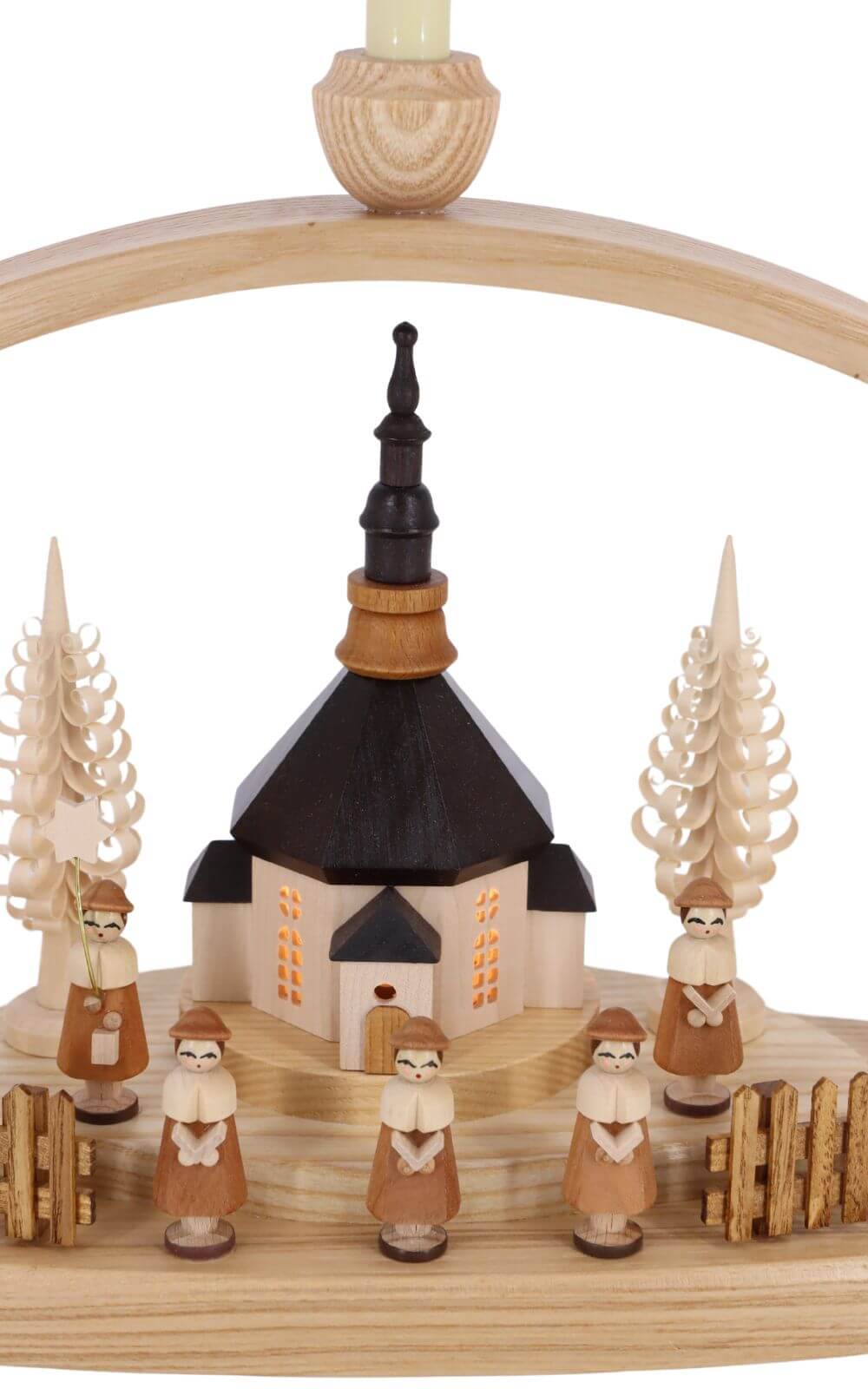 LED Schwibbogen mit beleuchteter Seiffener Kirche, Häusern und Laternen, 54 cm von Knuth Neuber_4