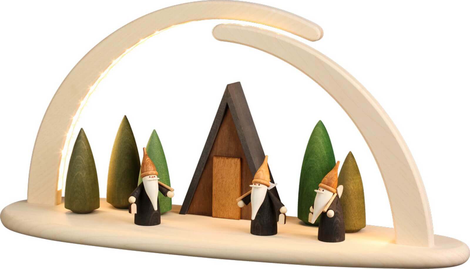 LED Schwibbogen, doppelt mit Bergwichtel von Seiffener Volkskunst eG